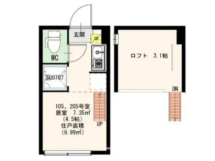 ラ・フォレスタ(ワンルーム/2階)の間取り写真