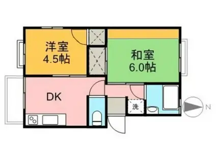 ベルデハイツ(2DK/2階)の間取り写真