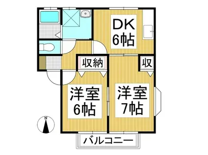 コーポ小池 II(2DK/2階)の間取り写真