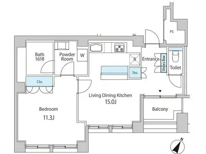 TKB高尾稲荷(1LDK/6階)の間取り写真