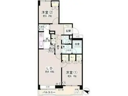 パーク・ハイム用賀南(2LDK/3階)の間取り写真