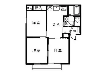 グリーンハイツB(3DK/1階)の間取り写真
