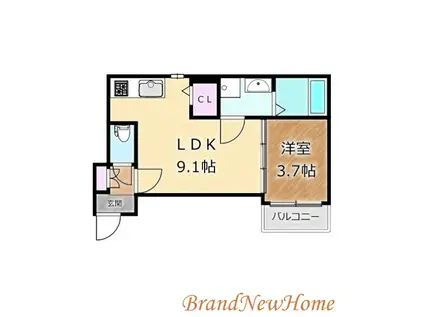 七道ハウス(1LDK/3階)の間取り写真