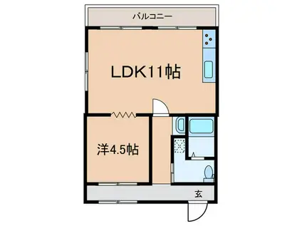 ニューライフ岡本(1LDK/1階)の間取り写真