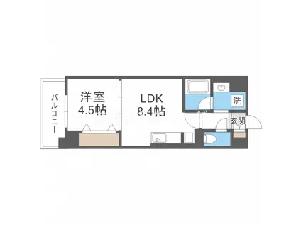 AMKレフィナード中宮(1LDK/4階)の間取り写真