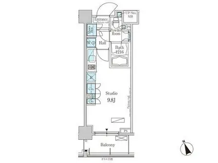 パークアクシス芝浦(ワンルーム/6階)の間取り写真