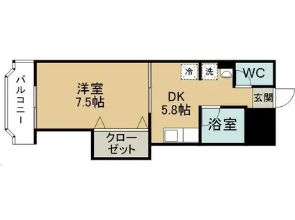 アーバンハイツ福住III(1DK/1階)の間取り写真
