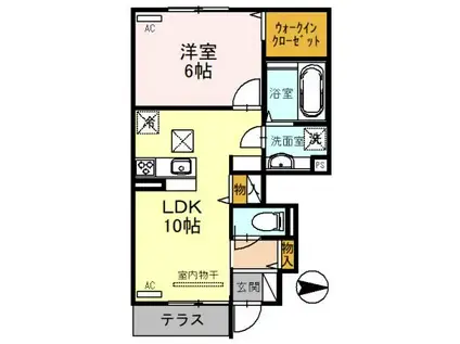 シャルム フルーレII(1LDK/1階)の間取り写真