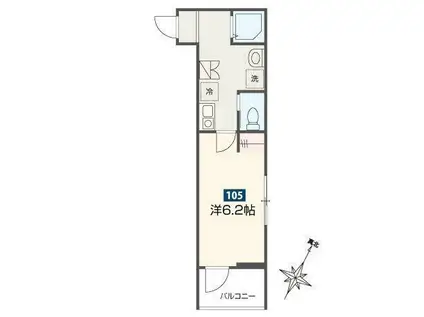 MELDIA小田急相模原II(1K/1階)の間取り写真