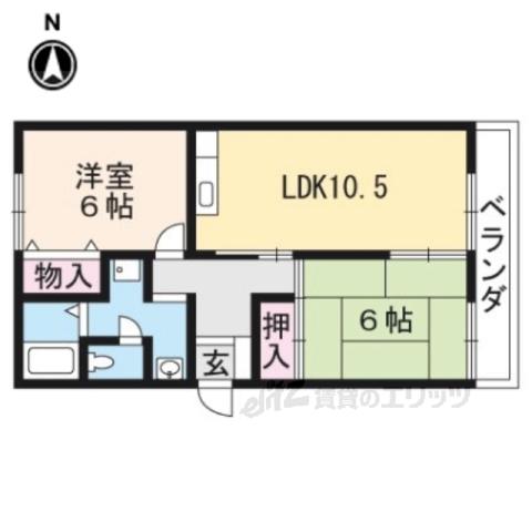 アーバン寺田2号館(2LDK/2階)の間取り写真