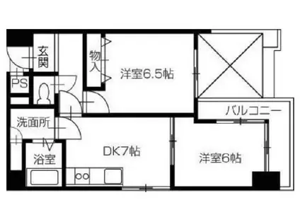 エステイト佐古(2DK/6階)の間取り写真