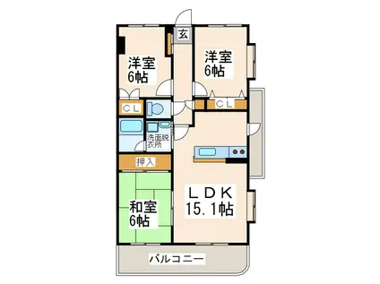 インフィニティ田迎(3LDK/7階)の間取り写真