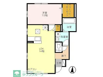 カメリアコート I棟(1LDK/1階)の間取り写真