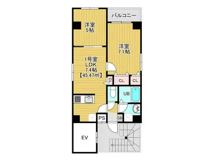 BLOOM錦糸町(2LDK/9階)の間取り写真