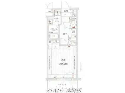 セオリー難波南プレミアム(1K/4階)の間取り写真