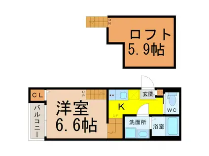 ハーモニーテラス靖国町V(1SK/1階)の間取り写真