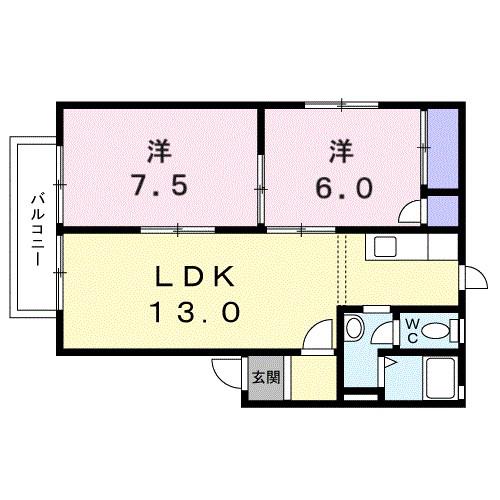 フレグランス大内(2LDK/2階)の間取り写真