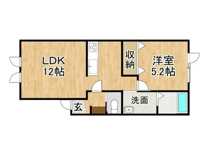 ATENASI(1LDK/2階)の間取り写真