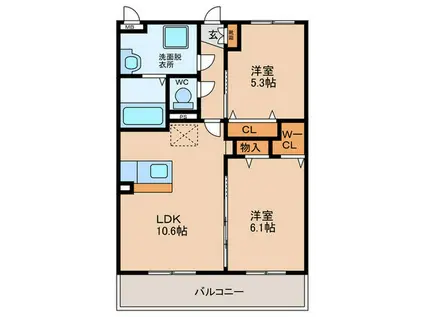 BASIC B.L.D(2LDK/4階)の間取り写真