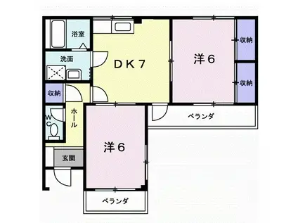 サンブリッジアネックス(2DK/2階)の間取り写真
