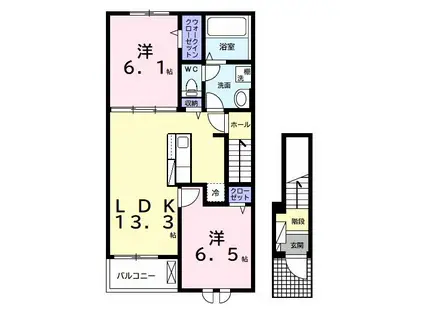 ベイサイドアクアC(2LDK/2階)の間取り写真