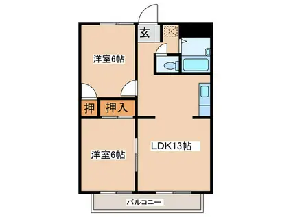 アルカディア湘南(2LDK/3階)の間取り写真