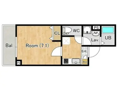 ジーメゾン風渡野(1K/2階)の間取り写真