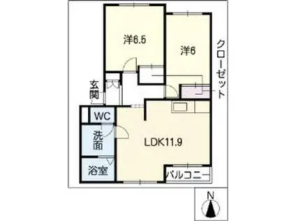 エトワール・アン(2LDK/1階)の間取り写真