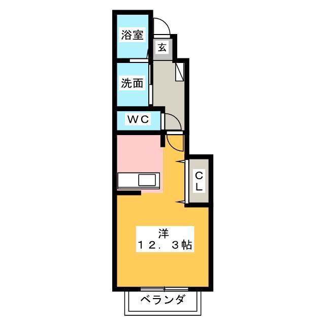 プティシャトー(ワンルーム/1階)の間取り写真