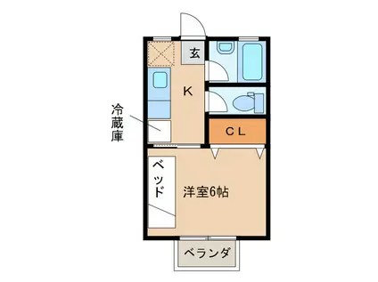 サンパーク戸祭(1K/1階)の間取り写真