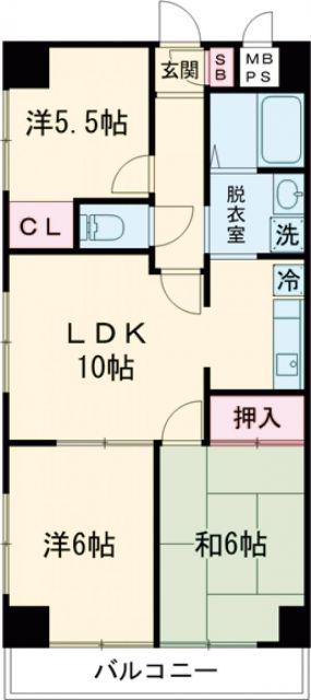 日神パレステージ河辺第2(3LDK/1階)の間取り写真