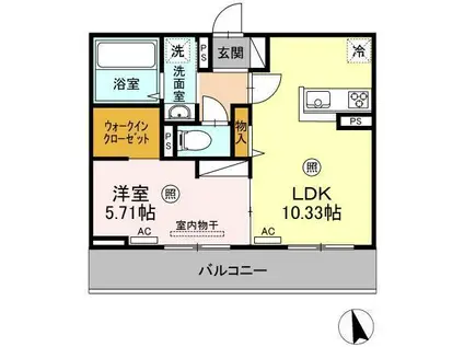 プリマヴェーラ下郡(1LDK/3階)の間取り写真