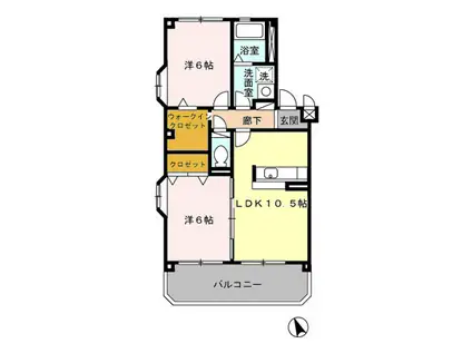 パレットスクエア(2LDK/1階)の間取り写真