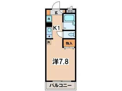 ヴィーナス(1K/2階)の間取り写真