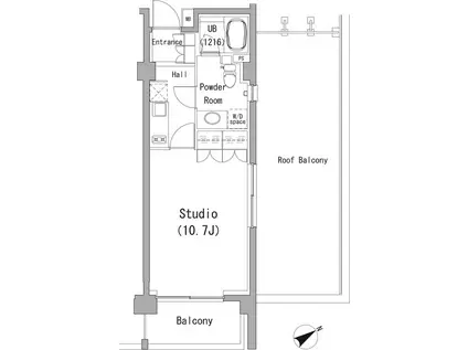 PERCH南青山(1K/3階)の間取り写真