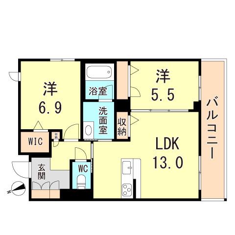 SEASIDE HOUSE(2LDK/2階)の間取り写真