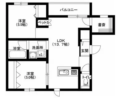 ウインドバリー(2LDK/2階)の間取り写真