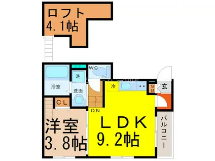 LEXELLASHINSAKAE(1LDK/1階)の間取り写真