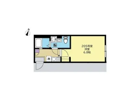 シー. ビー. グレイ東林間(1K/2階)の間取り写真