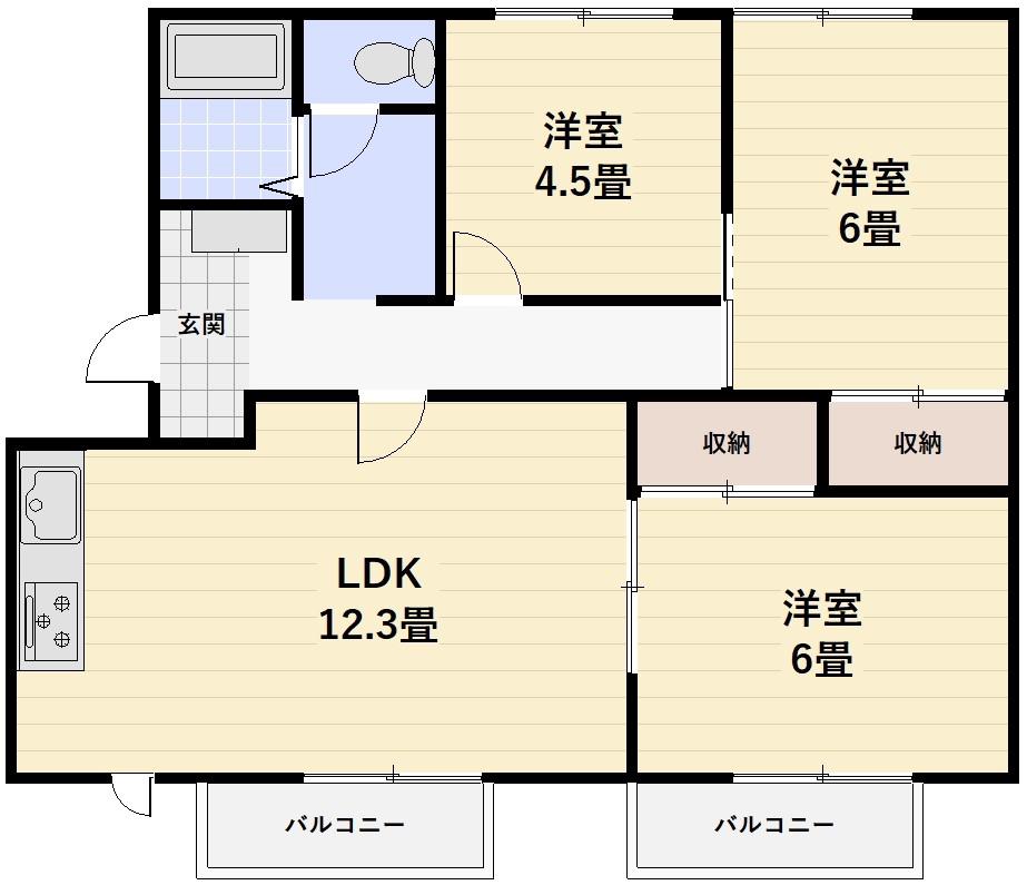 星の郷C棟(3LDK/2階)の間取り写真