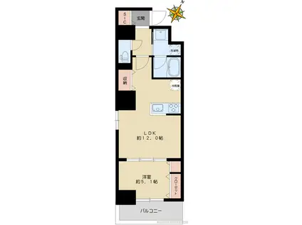 アコード巣鴨(1LDK/5階)の間取り写真