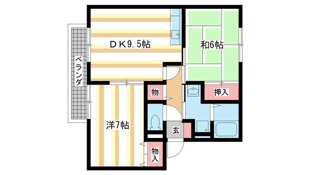 ファミール州見B(2DK/2階)の間取り写真