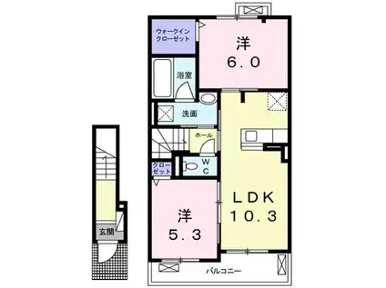 カーサセレッソ(2LDK/2階)の間取り写真