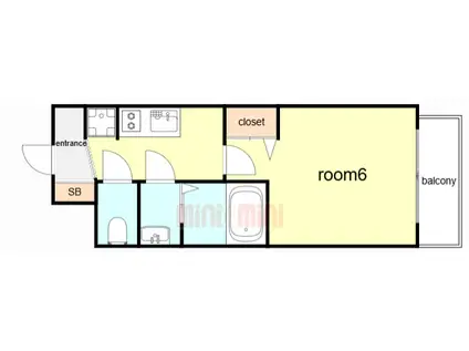 ファステート神戸サルビア(1K/4階)の間取り写真