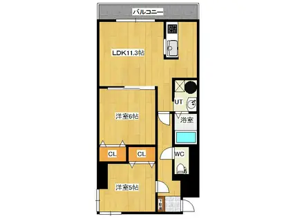 ソシオ山下通(2LDK/7階)の間取り写真