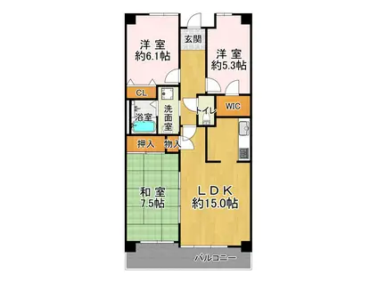 井吹西シティコート(3LDK/1階)の間取り写真