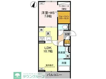 D-ROOM北越谷3丁目PJ A棟(1LDK/1階)の間取り写真