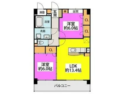 ポワッソンルージュ(2LDK/1階)の間取り写真