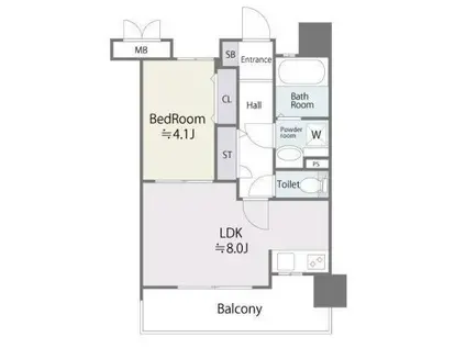 アルティザ博多プレミア(1LDK/8階)の間取り写真