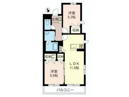 ファースト プレイス SHAMAISON(2LDK/2階)の間取り写真